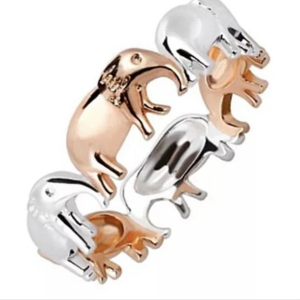 🌺Silver & Rose Gold Elephant Eternity Band Ring🌺